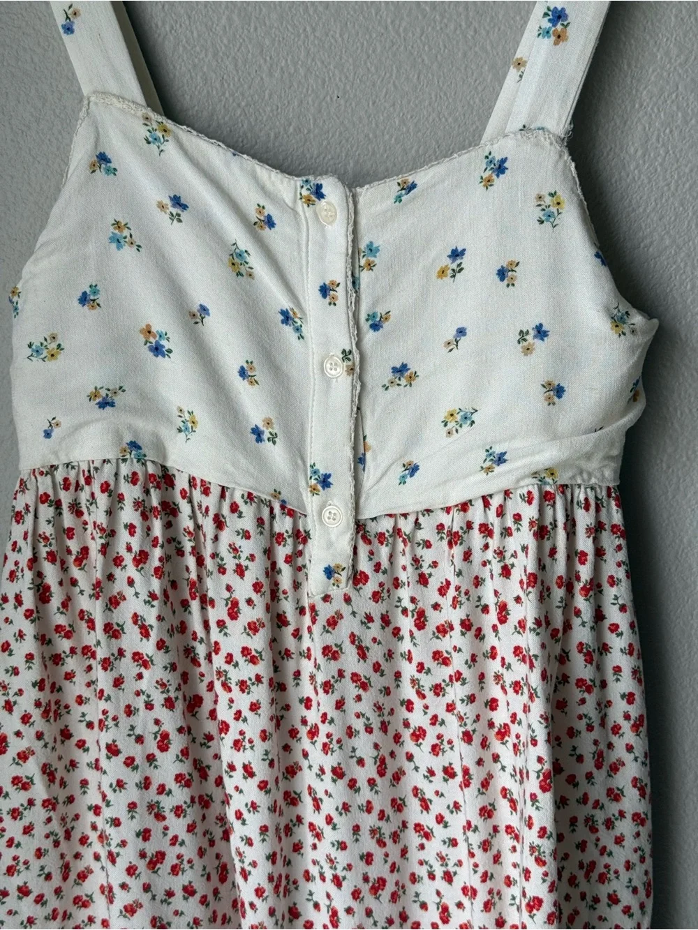 Zara White Multi-Print Tiered Sundress with Red & Blue Floral Girls Size 13-14